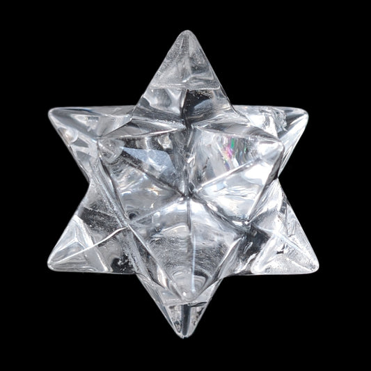 059-02_etoile2_Étoile de Sirius en cristal de roche, forme sacrée réunissant pentagramme et hexagramme