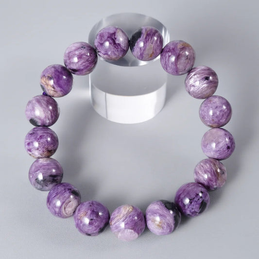 Bracelet en charoïte et aegyrine de haute qualité — guérison & protection