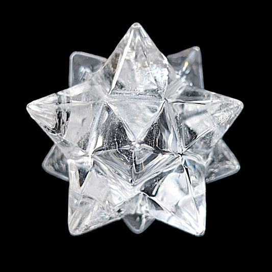 059-01_etoile1_Étoile de Sirius en cristal de roche, forme sacrée réunissant pentagramme et hexagramme