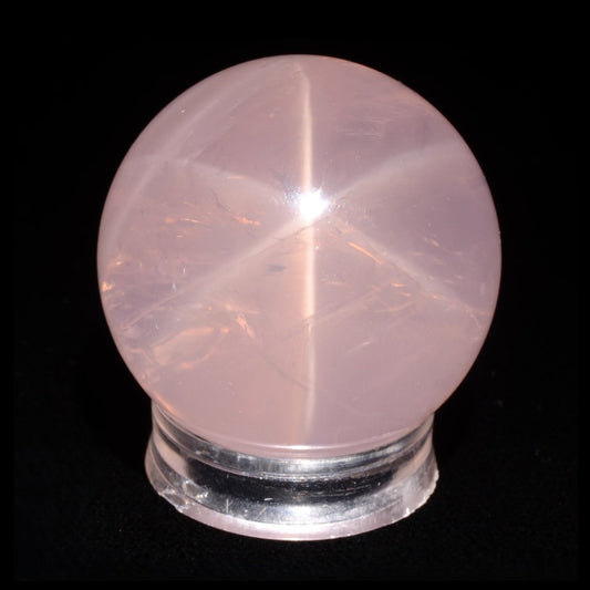 Rare sphère de quartz rose étoilé, haute qualité, arcs-en-ciel