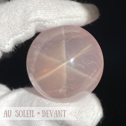 Rare sphère de quartz rose étoilé, haute qualité, arcs-en-ciel