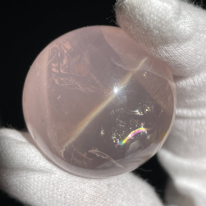 Rare sphère de quartz rose étoilé, haute qualité, arcs-en-ciel
