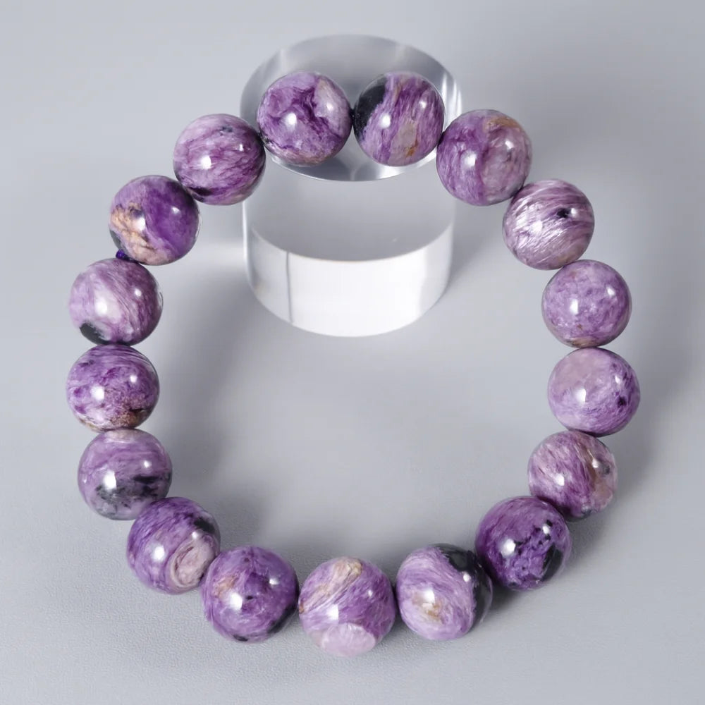Bracelet en charoïte et aegyrine de haute qualité — guérison & protection