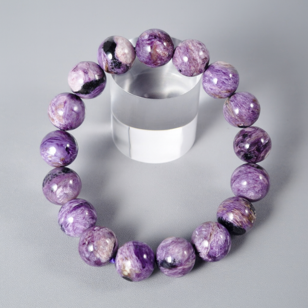 Bracelet en charoïte et aegyrine de haute qualité — guérison & protection