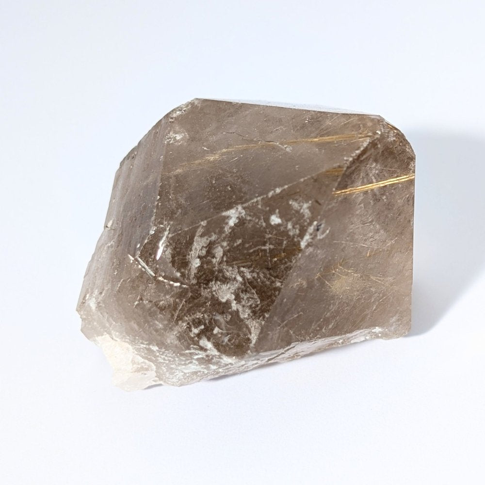 Quartz fumé brut avec de magnifiques rutiles dorés, Record Keeper