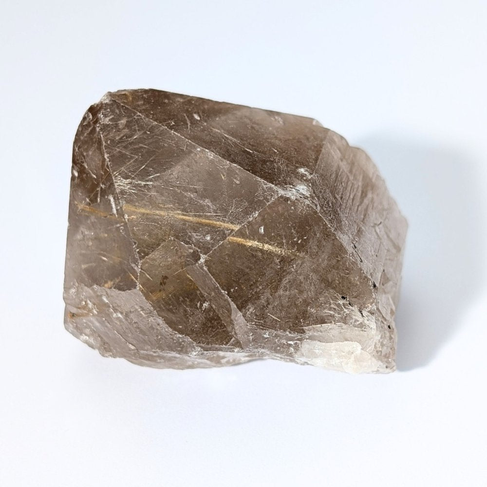 Quartz fumé brut avec de magnifiques rutiles dorés, Record Keeper