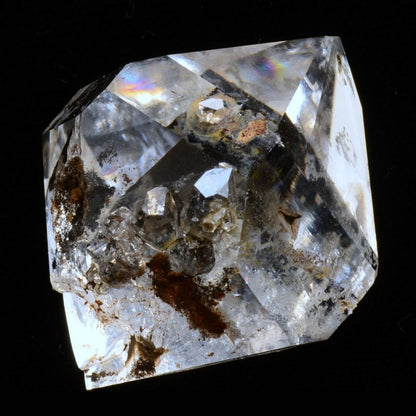 Diamant d'Herkimer à haute vibration, éclat intense, grande transparence et barnacle remarquable