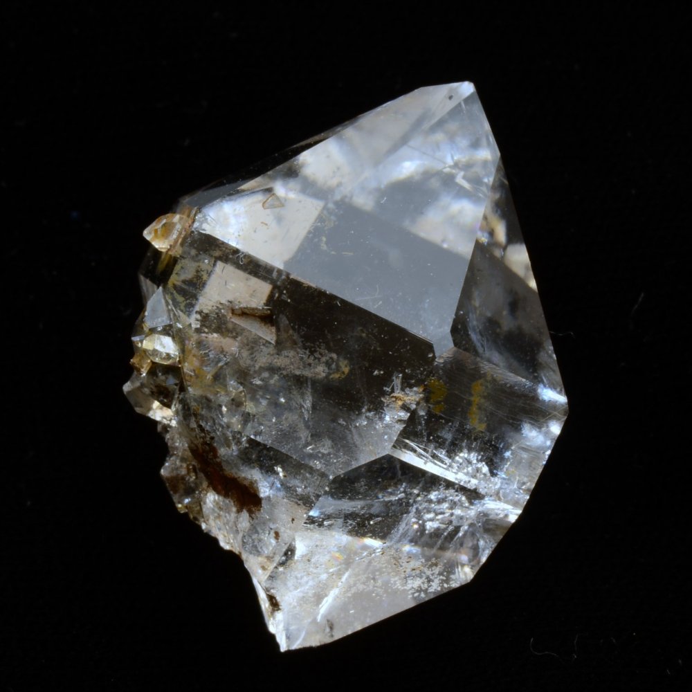 Diamant d'Herkimer à haute vibration, éclat intense, grande transparence et barnacle remarquable