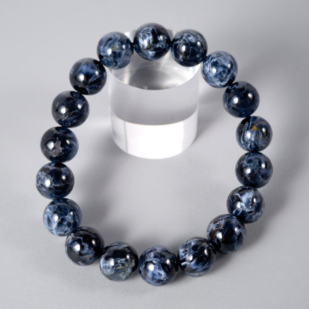 Bracelet rare et de haute qualité en piétersite bleue, pierre de transformation