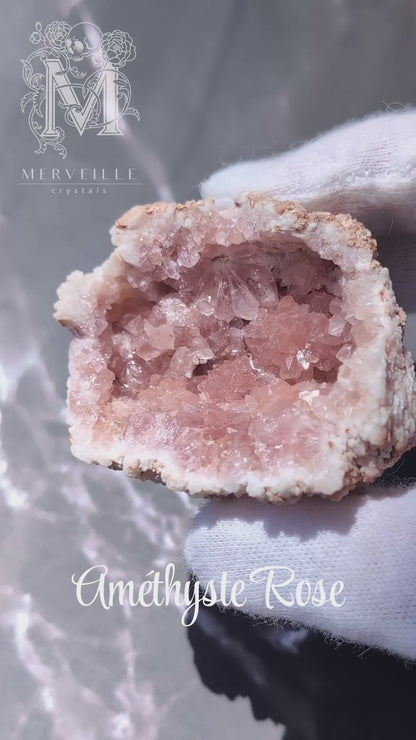 Rare géode d'améthyste rose d'Argentine - Pour la guérison du cœur