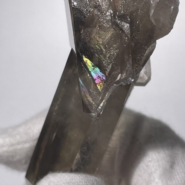 Quartz fumé jumelé d'Afrique du Sud, fantôme, arcs-en-ciel, record keeper