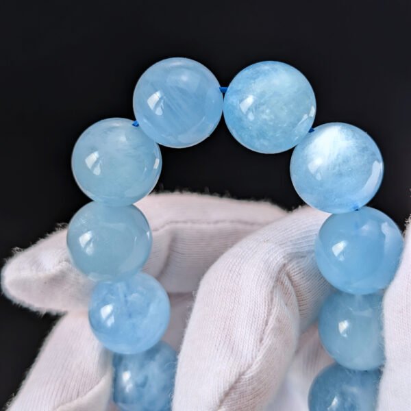Bracelet en aigue-marine, belles perles de grande taille